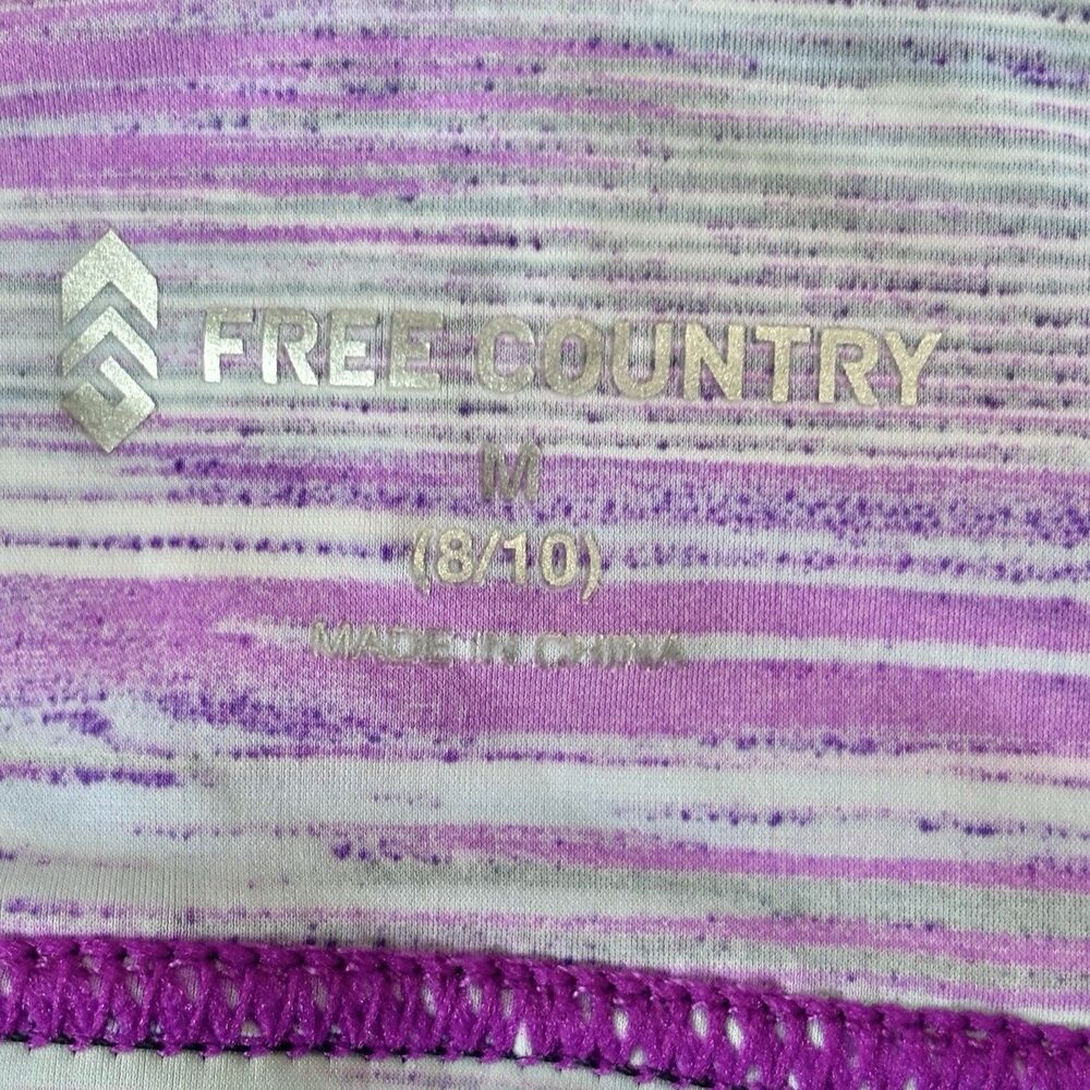Free Country Women's Striped Zip Racerback Tankini Swim Top Purple Size M 8-10 - Picture 8 of 9